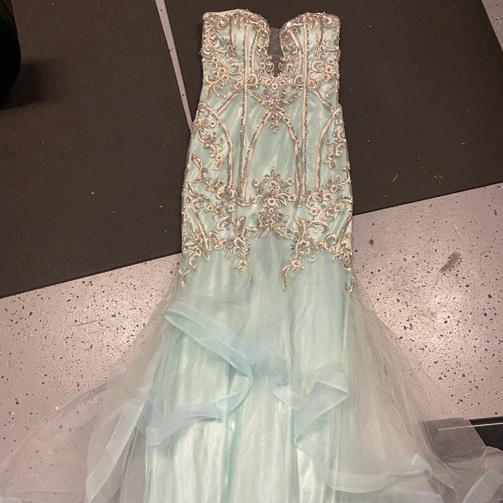 XS aqua sparkly mermaid gown